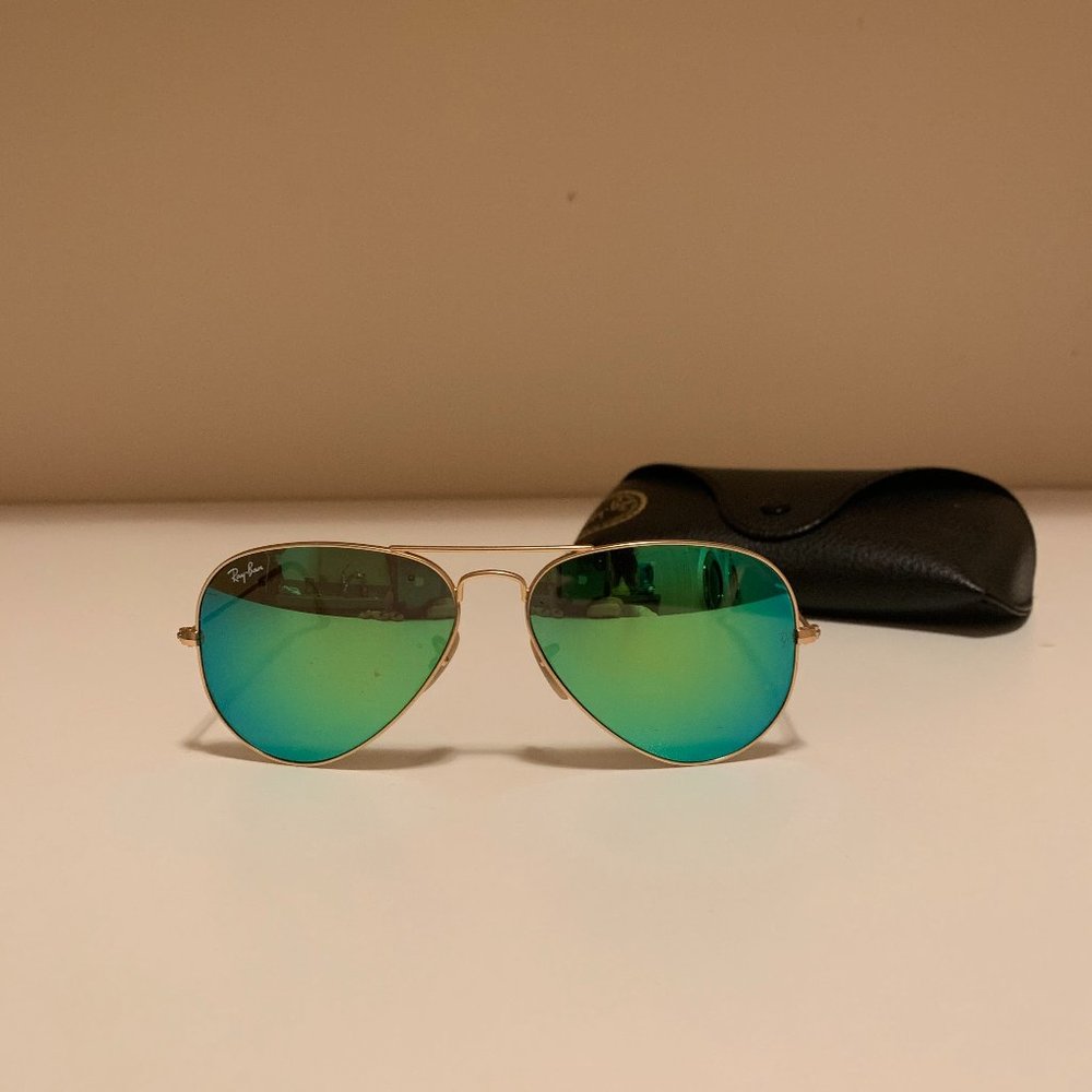 Unisex Rayban Aviators - Green Mirrored Lens